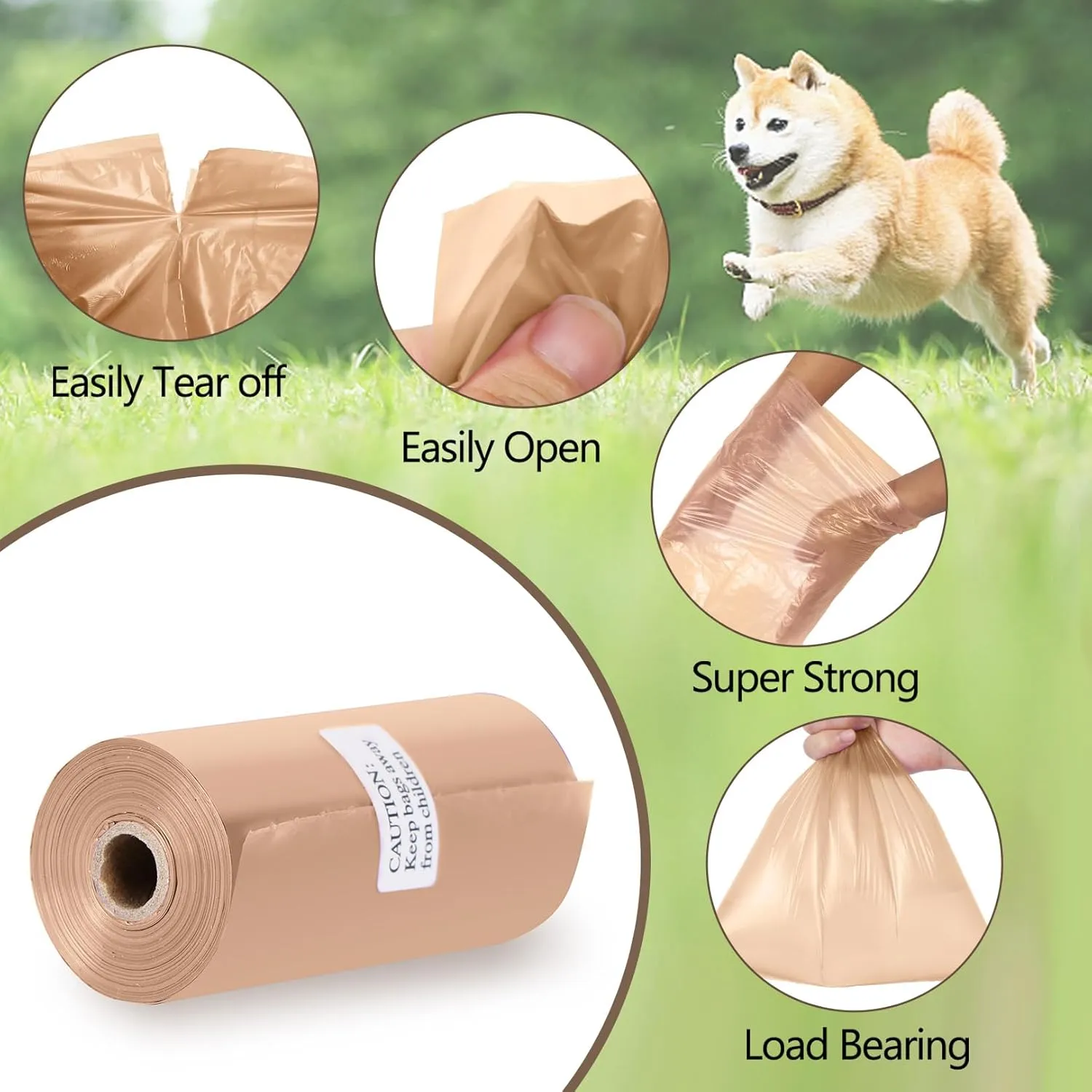 Dog Poop Bag 1140 Counts 57 Rolls, Unscented Doggy Poop Bags, Leak-Proof Dog Bags for Poop, Dog Waste Bags with Dispenser- Coffee (13 x 9 Inches)