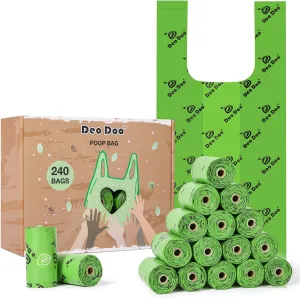Dog Poop Bags with Handles 20 Rolls 240 Counts Big Sizes Leak Proof and Extra Thick Waste Bags Refill Rolls for Walking Medium Large Dogs Cats Litter Unscented