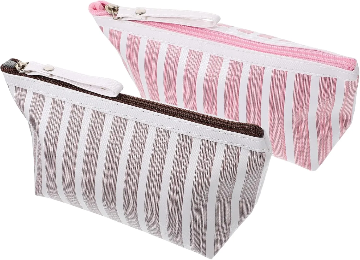 DOITOOL 2pcs Makeup Bag Toiletry Bag Hanging Travel Organizer for Flight Attendant Women, Pink Light Brown, 14x6.5x10.5cm