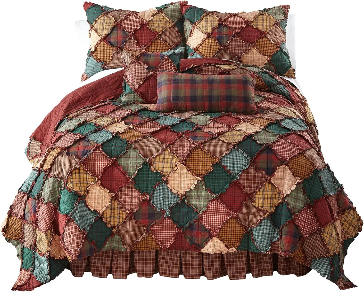 Donna Sharp Cotton Twin Quilt - Campfire Lodge Quilt with Pieced and Patchwork Pattern - Machine Washable