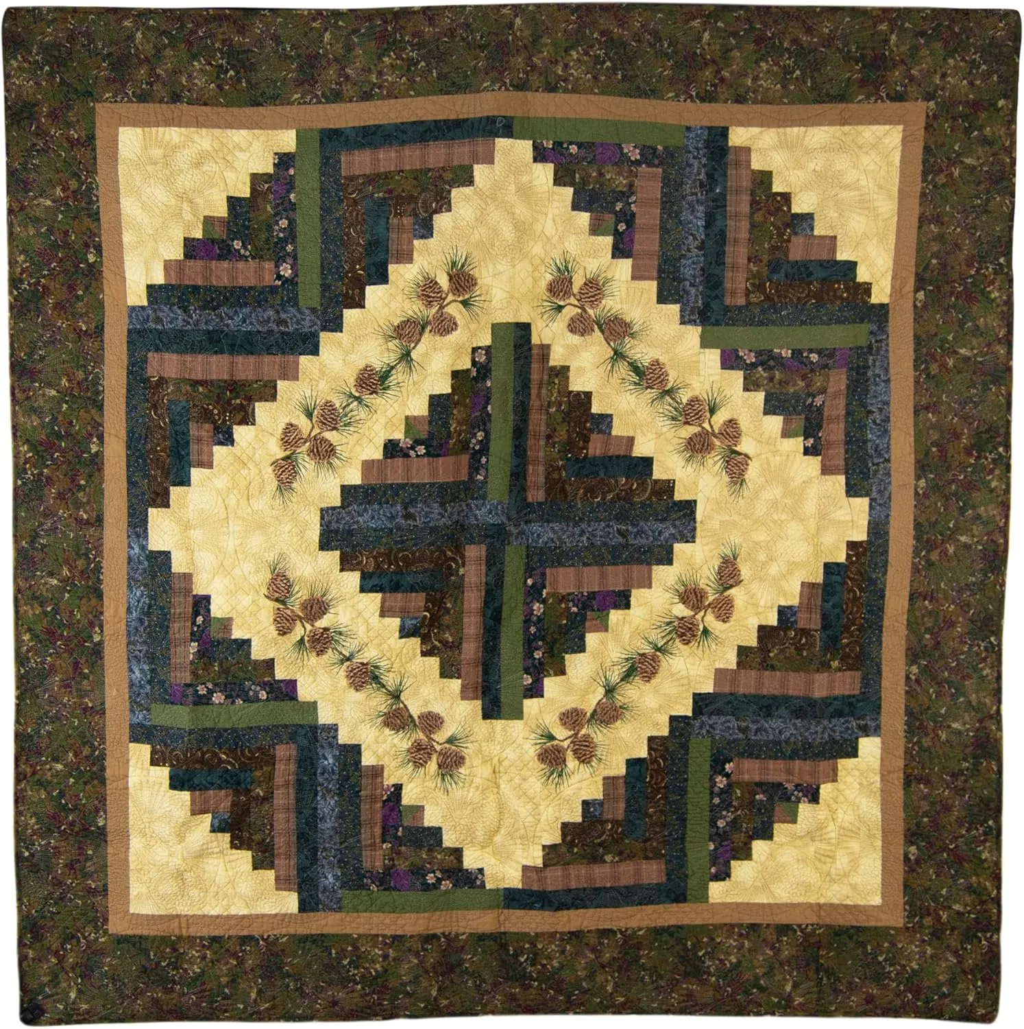 Donna Sharp Throw Blanket - Cabin Raising Pine Cone Lodge Decorative Throw Blanket with Patchwork Pattern
