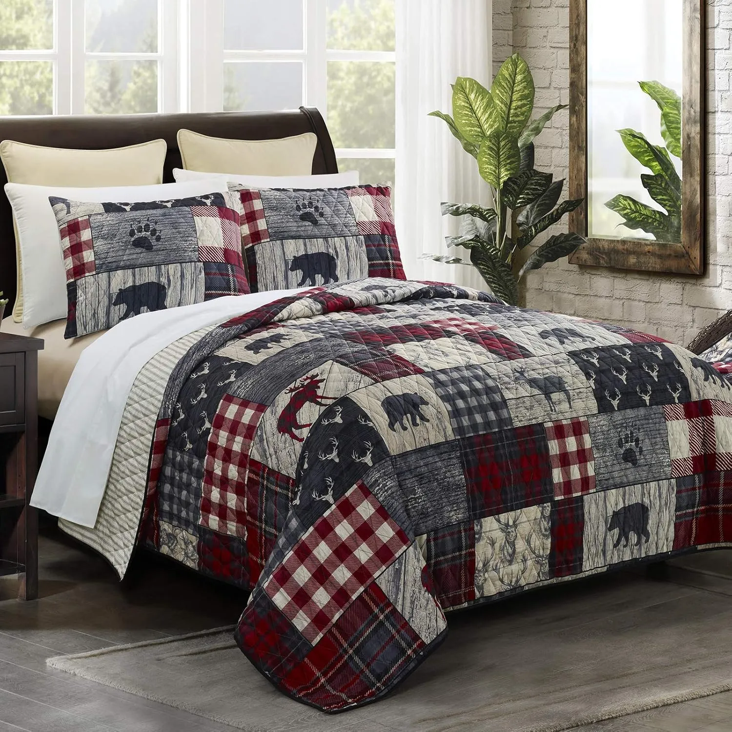 Donna Sharp Throw Blanket - Timber Lodge Decorative Throw Blanket with Patchwork Pattern