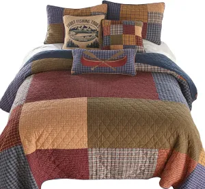 Donna Sharp Twin Quilt - Lakehouse Cotton Lodge Quilt with Colorful Patchwork - Machine Washable