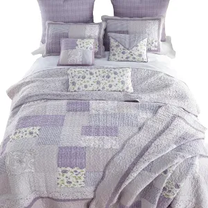 Donna Sharp Twin Quilt -Lavender Rose Cotton Contemporary Quilt with Patchwork Pattern- Machine Washable