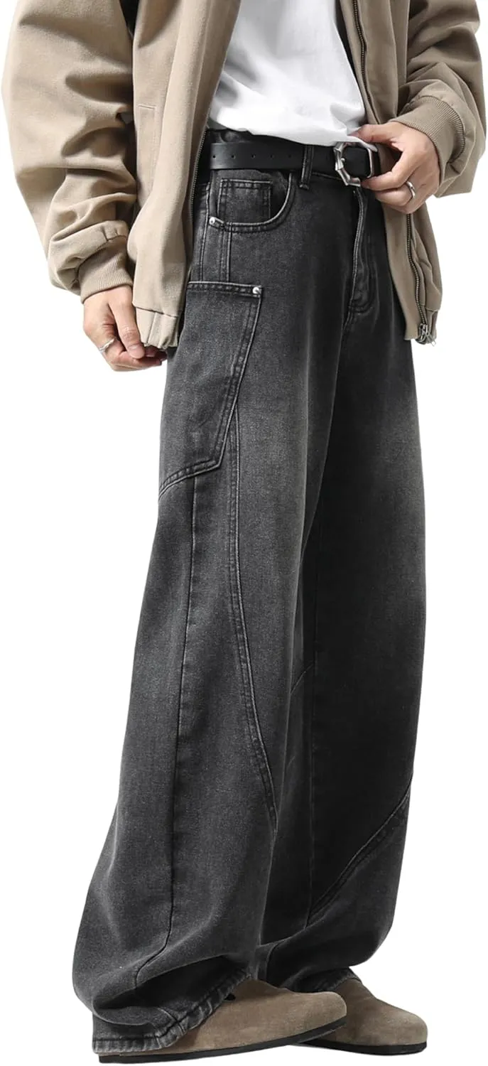 DOSLAVIDA Baggy Jeans Y2K Jnco Jeans Hip Hop Vintage Denim Pants Skater Casual Wide Leg Trousers