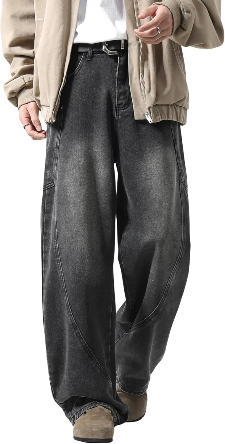 DOSLAVIDA Baggy Jeans Y2K Jnco Jeans Hip Hop Vintage Denim Pants Skater Casual Wide Leg Trousers