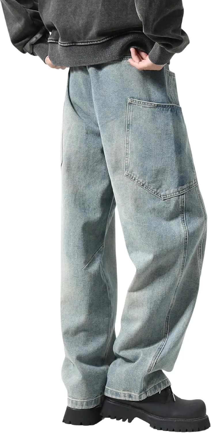 DOSLAVIDA Baggy Jeans Y2K Jnco Jeans Hip Hop Vintage Denim Pants Skater Casual Wide Leg Trousers