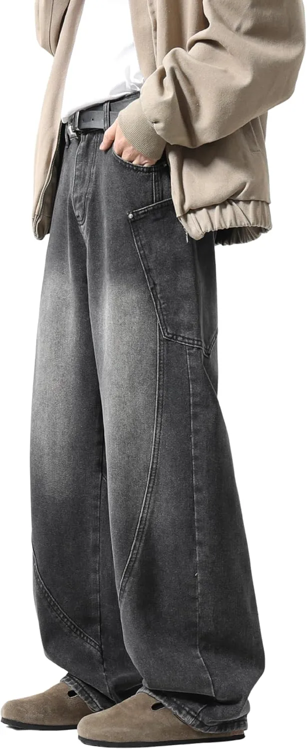 DOSLAVIDA Baggy Jeans Y2K Jnco Jeans Hip Hop Vintage Denim Pants Skater Casual Wide Leg Trousers