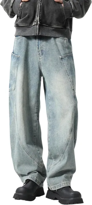 DOSLAVIDA Baggy Jeans Y2K Jnco Jeans Hip Hop Vintage Denim Pants Skater Casual Wide Leg Trousers