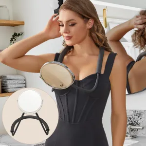 Double Sided Mirror to See Back of Head,Big Size 360°self Haircut Hands Free Adjustable mirror,Standard Viewing and 5X Magnification for Women Man,Mirror' arm is Flexible to Around The Neck(6.7IN)
