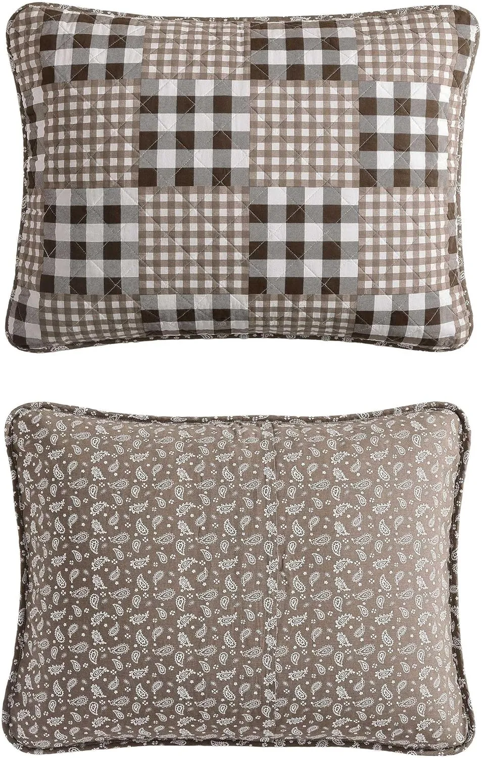 Eddie Bauer - Full/Queen Quilt Set, Reversible Bedding with Matching Shams, Patchwork Home Decor (Gingham Patchwork Brown, Full/Queen)