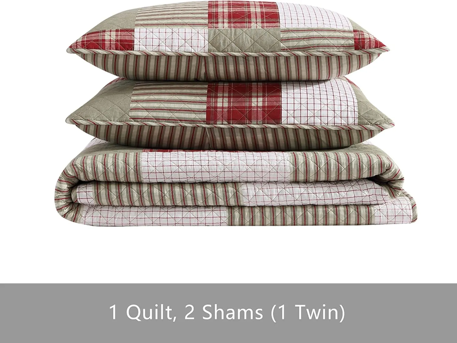 Eddie Bauer - Quilt Set, Reversible Cotton Bedding with Matching Shams, Lightweight Home Decor for All Seasons (Camino Island Red, Queen)