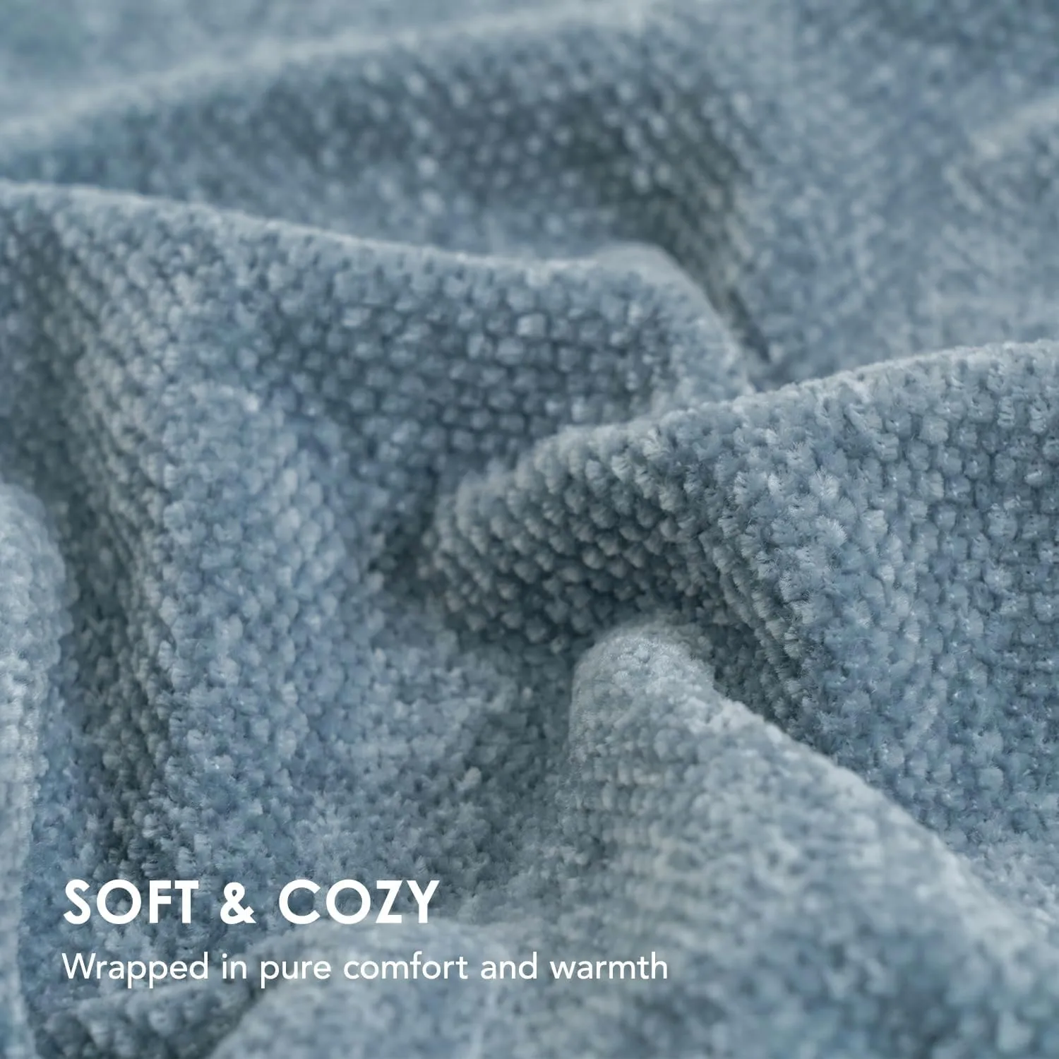 EVERGRACE Soft Chenille Throw Blanket for Couch, Cozy Plush Fuzzy Decorative Chenille Knit Throw Blanket with Tassels, Lightweight Blanket and Throws for Bed Sofa Gift Home Decor, Cloud Blue 50"x60"