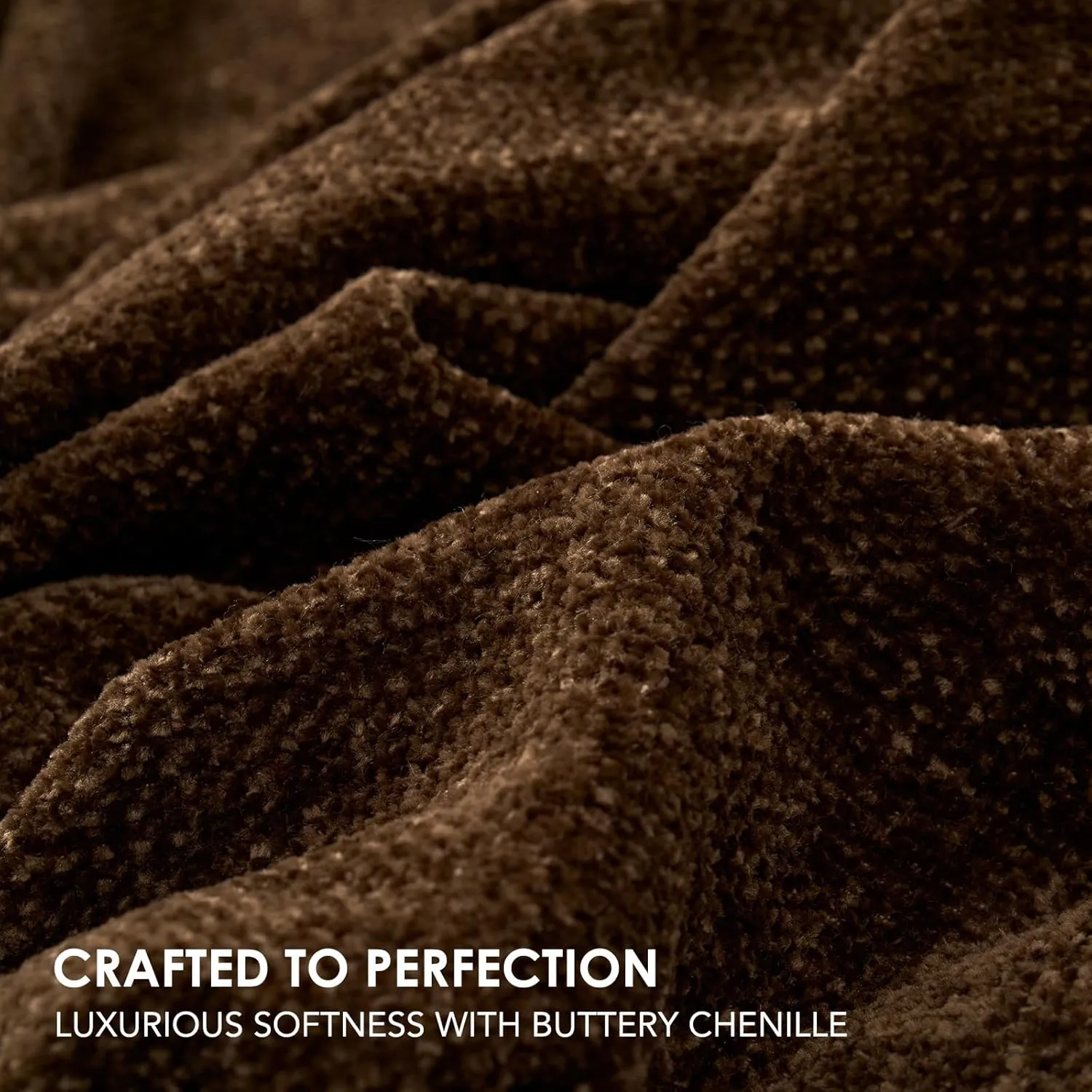 EVERGRACE Soft Chenille Throw Blanket for Couch, Cozy Plush Fuzzy Decorative Chenille Knit Throw Blanket with Tassels, Lightweight Blanket and Throws for Bed Sofa Gift Home Decor, Dark Brown 50"x60"