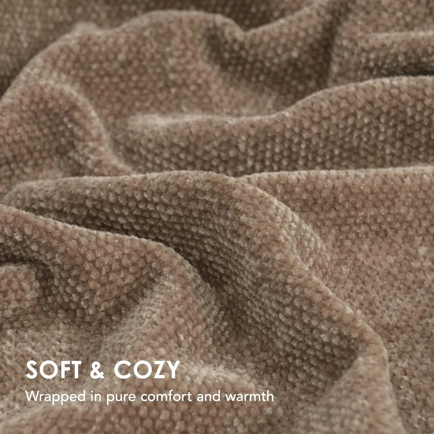 EVERGRACE Soft Chenille Throw Blanket for Couch, Cozy Plush Fuzzy Decorative Chenille Knit Throw Blanket with Tassels, Lightweight Blanket and Throws for Bed Sofa Gift Home Decor, Mocha Brown 50"x60"