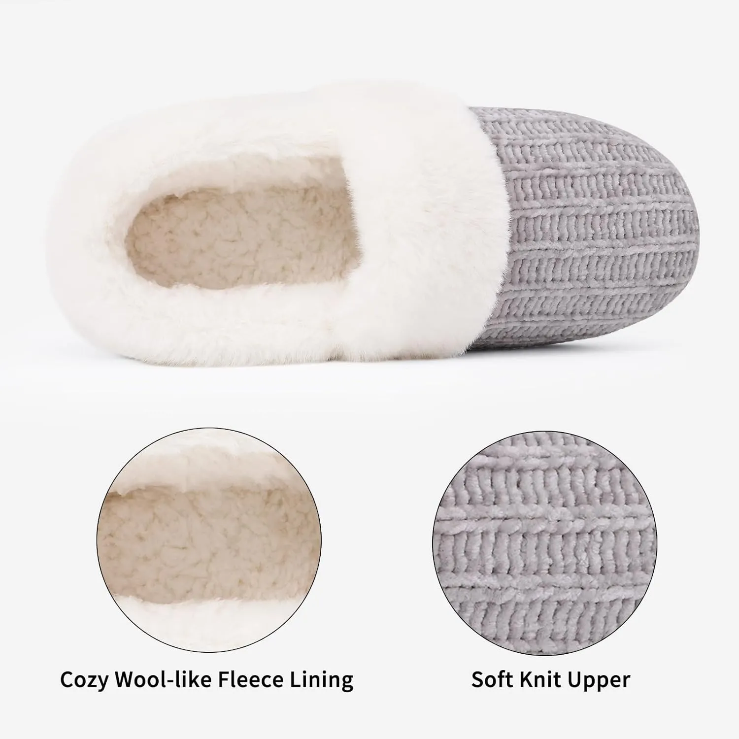 Evshine Women's Fuzzy Memory Foam Slippers, Closed Back Knit Bedroom Slippers, Slip-On Warm House Shoes for Indoor & Outdoor Comfort