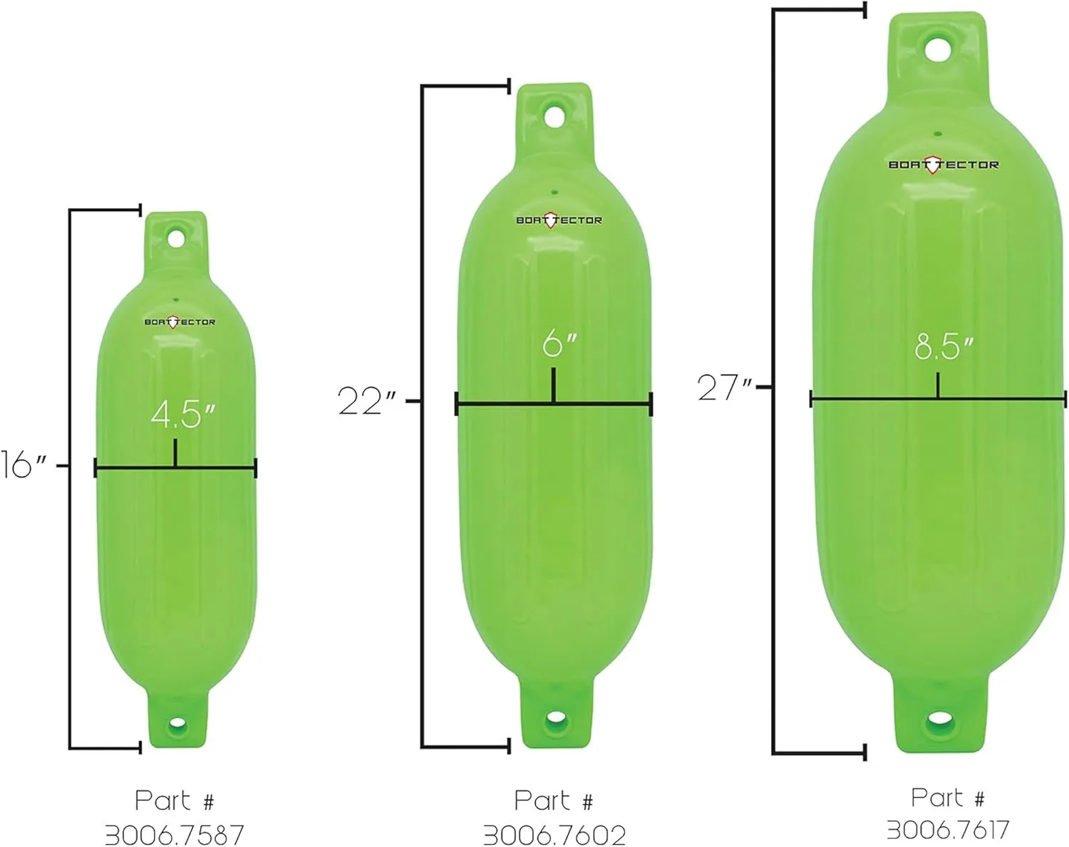 Extreme Max 3006.7602 BoatTector Inflatable Fender Value 2-Pack - 6.5" x 22", Neon Green