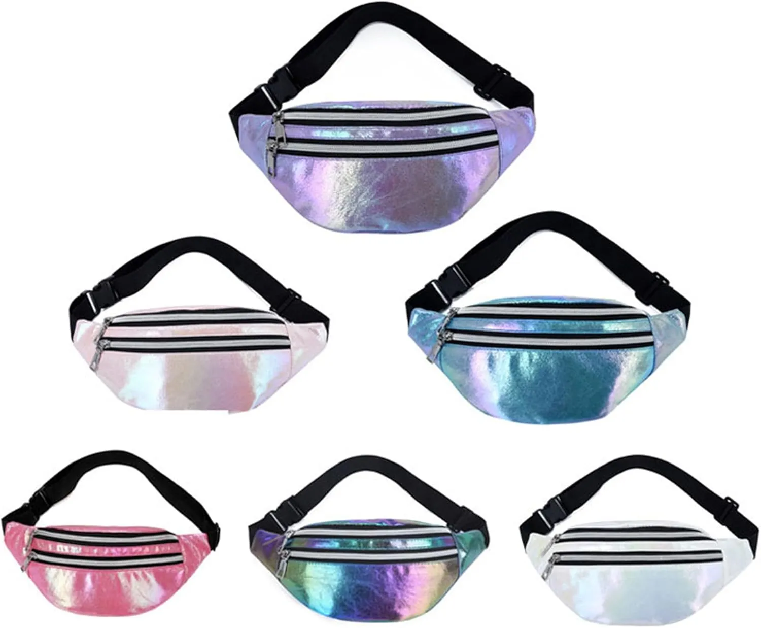 eYLun Women Holographic Fanny Pack Waist Bag Crossbody Bag Shiny Waist Pack Waterproof Bumbag Running and Traveling Blue