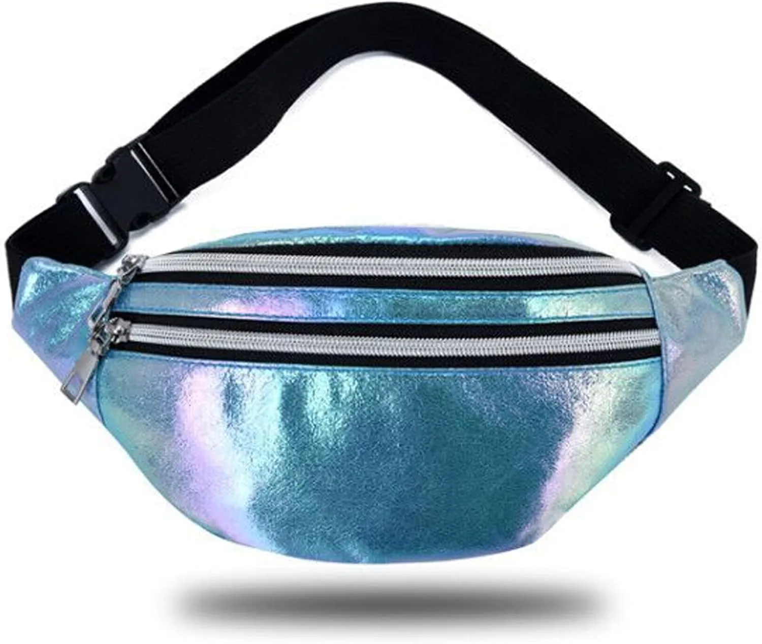 eYLun Women Holographic Fanny Pack Waist Bag Crossbody Bag Shiny Waist Pack Waterproof Bumbag Running and Traveling Blue