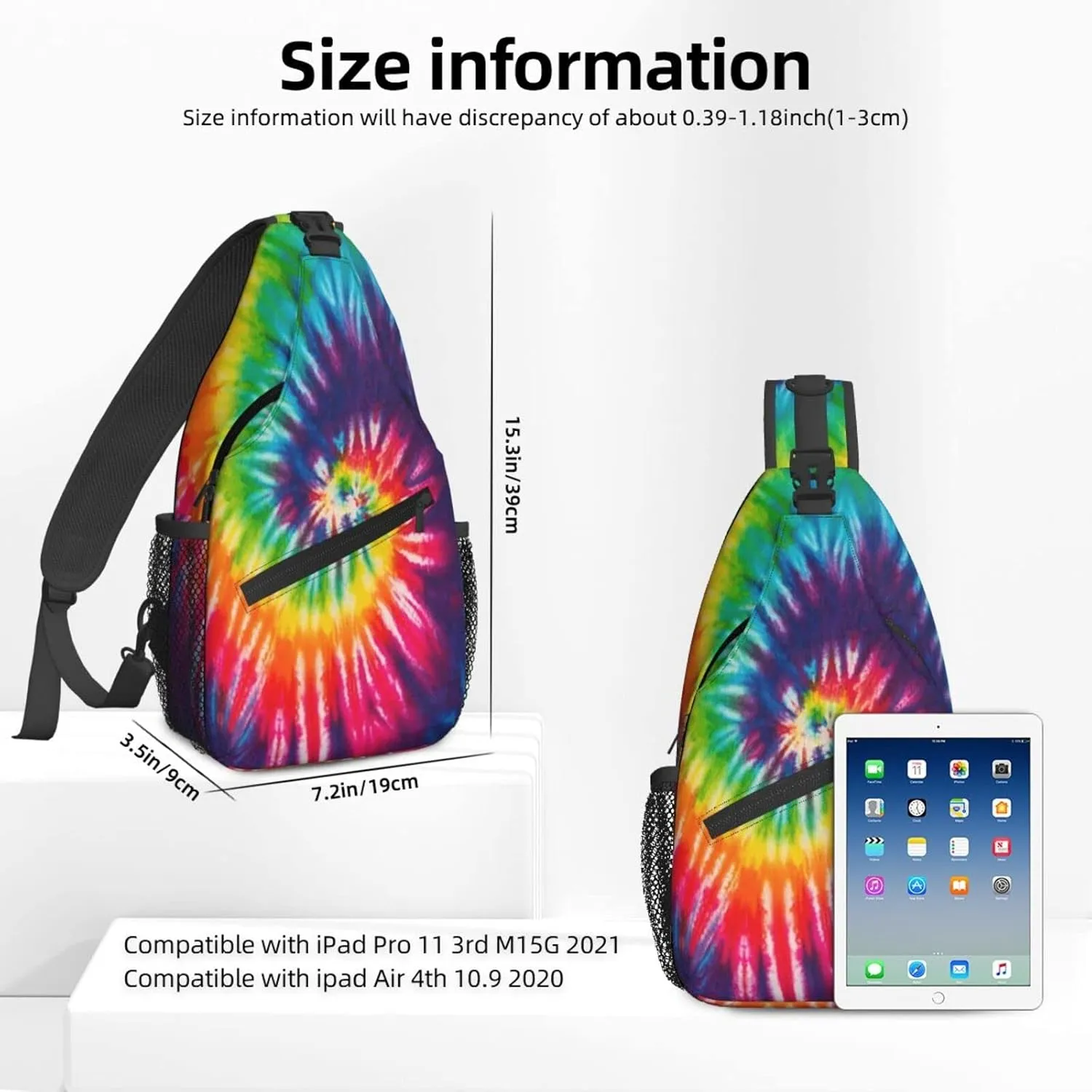 Famame Colorful Rainbow Tie Dye Sling Backpack Chest Bag Crossbody Shoulder Bag Gym Cycling Travel Hiking Daypack For Men Women Multicolor 18