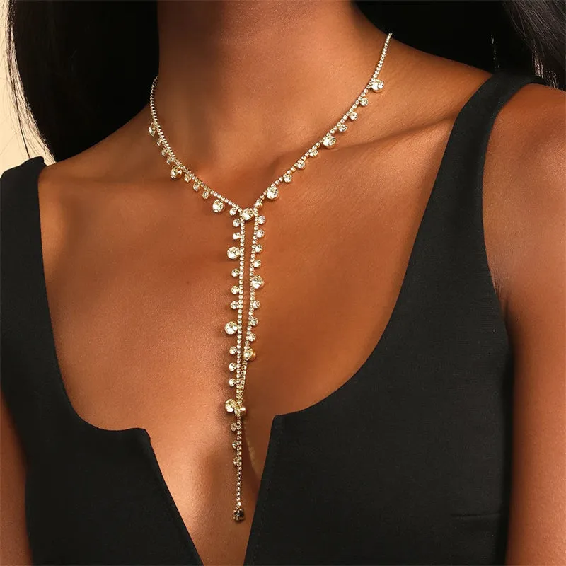 Fashion Patchwork Rhinestone Asymmetrical Necklaces