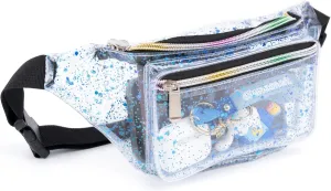 Festival Rave 80S 90S Holographic Dreamy Blue Green Clear Fanny Pack for Women Girls Concert Stadium Approved Waist Belt Bum Bags - Dreamy Blue Green Transparent