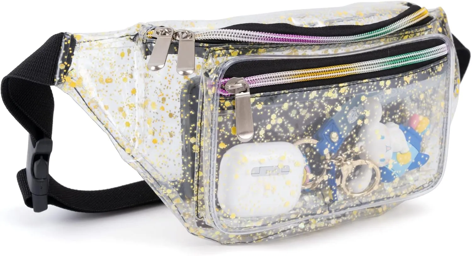 Festival Rave 80S 90S Holographic Dreamy Yellow Green Clear Fanny Pack for Women Girls Concert Stadium Approved Waist Belt Bum Bags - Dreamy Yellow Green Transparent