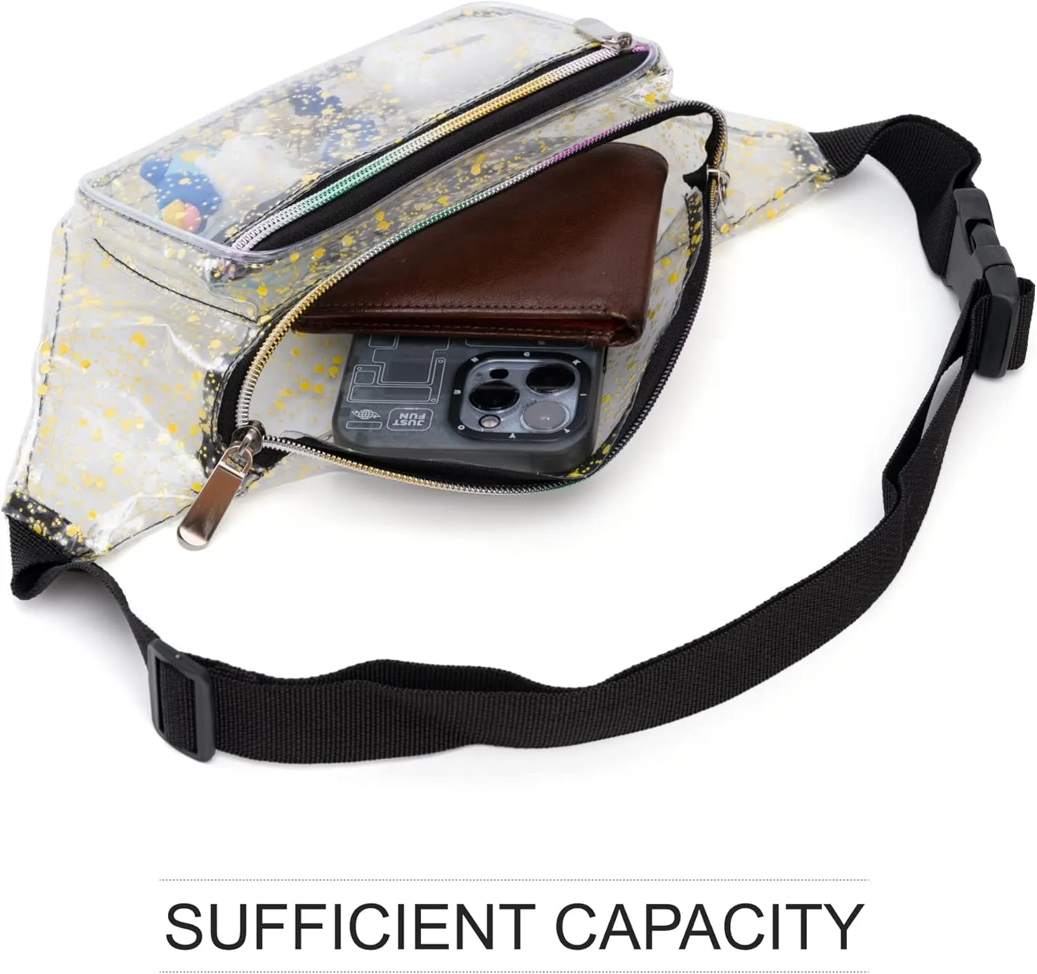 Festival Rave 80S 90S Holographic Dreamy Yellow Green Clear Fanny Pack for Women Girls Concert Stadium Approved Waist Belt Bum Bags - Dreamy Yellow Green Transparent