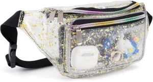 Festival Rave 80S 90S Holographic Dreamy Yellow Green Clear Fanny Pack for Women Girls Concert Stadium Approved Waist Belt Bum Bags - Dreamy Yellow Green Transparent