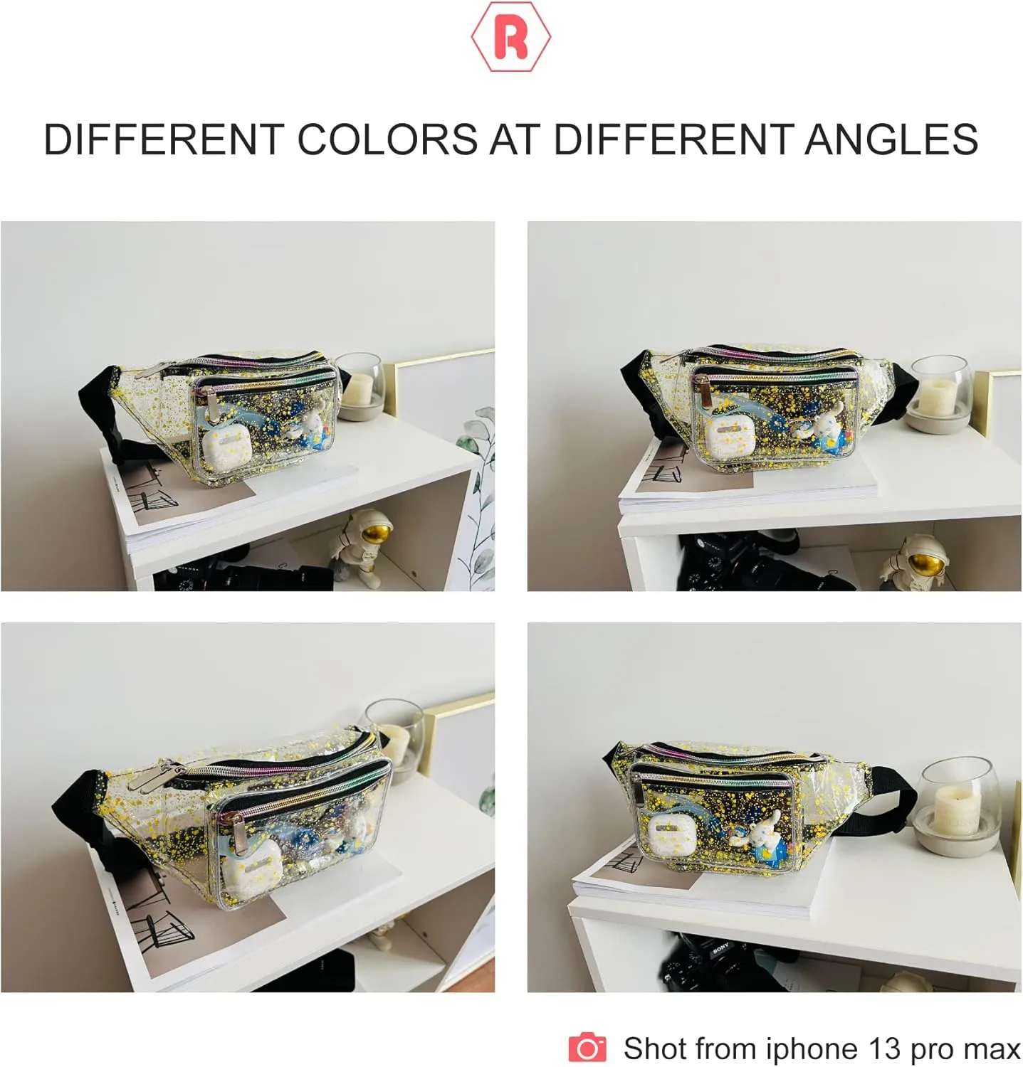 Festival Rave 80S 90S Holographic Dreamy Yellow Green Clear Fanny Pack for Women Girls Concert Stadium Approved Waist Belt Bum Bags - Dreamy Yellow Green Transparent