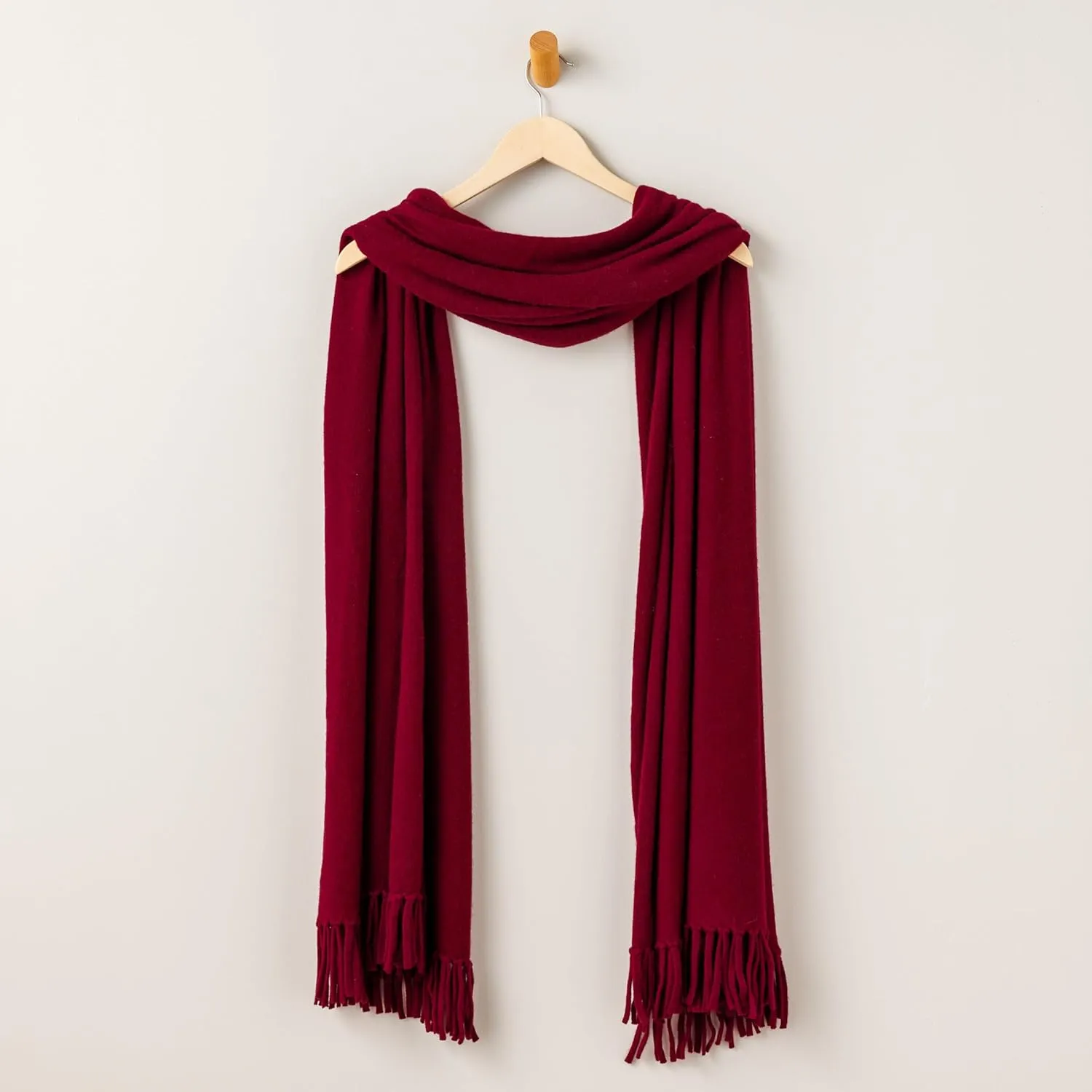 Fishers Finery Women's 100% Cashmere Knit Shawl Wrap with Fringe | Oversized 78” long by 28” wide