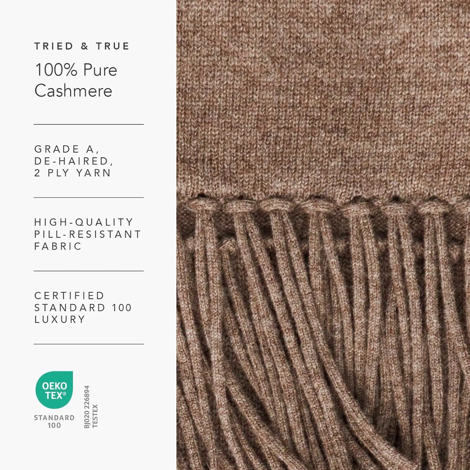 Fishers Finery Women's 100% Cashmere Knit Shawl Wrap with Fringe | Oversized 78” long by 28” wide