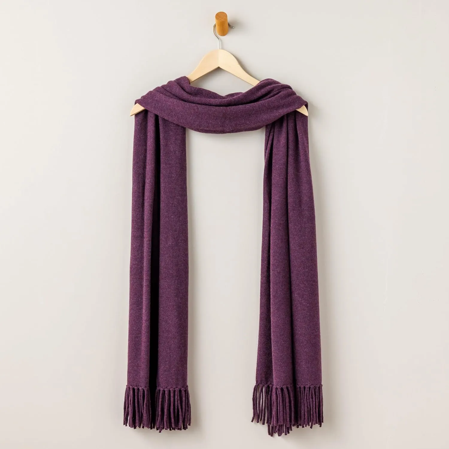Fishers Finery Women's 100% Cashmere Knit Shawl Wrap with Fringe | Oversized 78” long by 28” wide