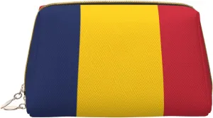 Flag Of Chadmakeup Bag Organizer,Toiletry Cosmetic Bag,Zipper Pouch Brushes Storage Case(Large)