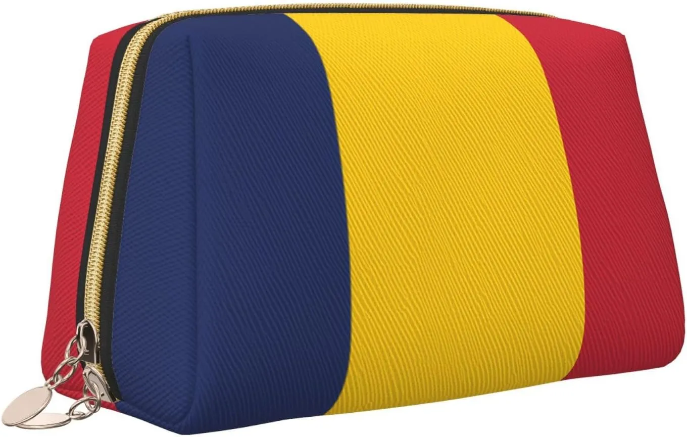 Flag Of Chadmakeup Bag Organizer,Toiletry Cosmetic Bag,Zipper Pouch Brushes Storage Case(Large)