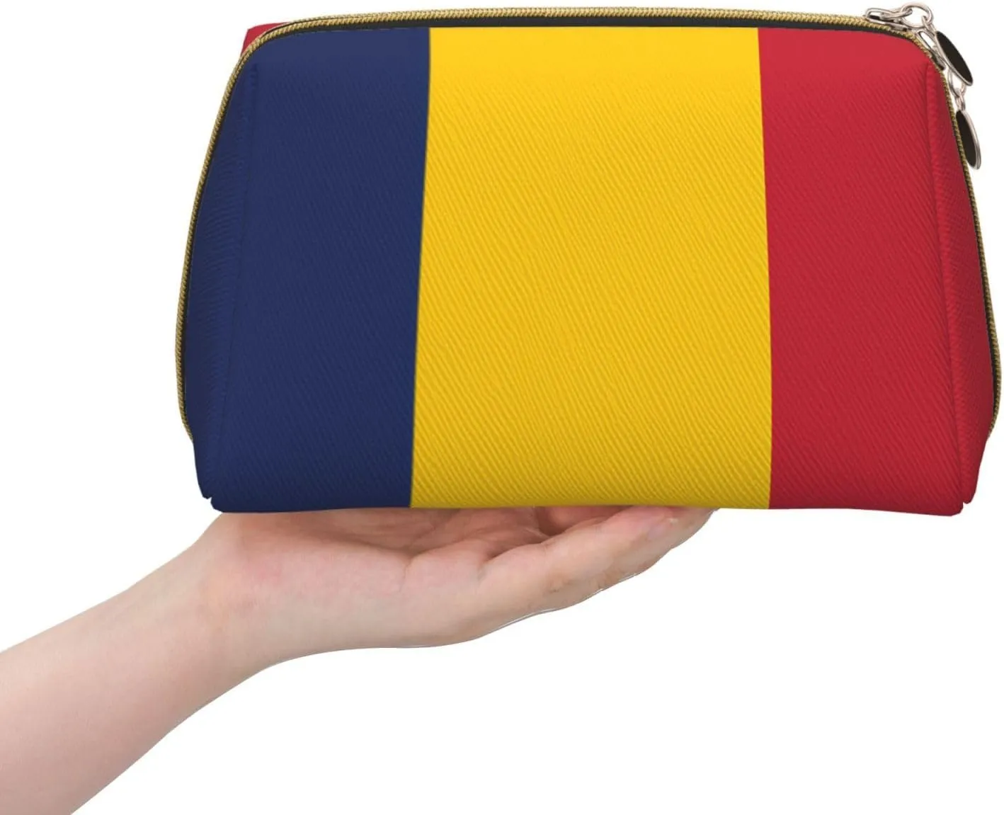 Flag Of Chadmakeup Bag Organizer,Toiletry Cosmetic Bag,Zipper Pouch Brushes Storage Case(Large)