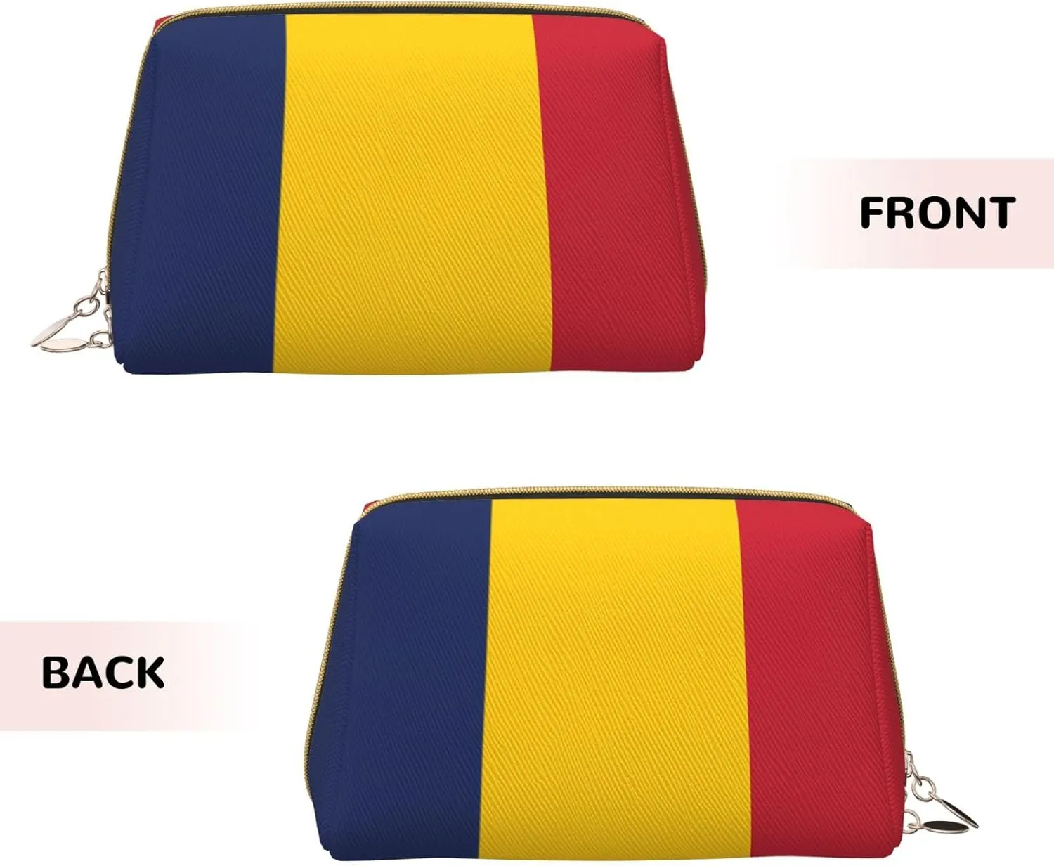 Flag Of Chadmakeup Bag Organizer,Toiletry Cosmetic Bag,Zipper Pouch Brushes Storage Case(Large)