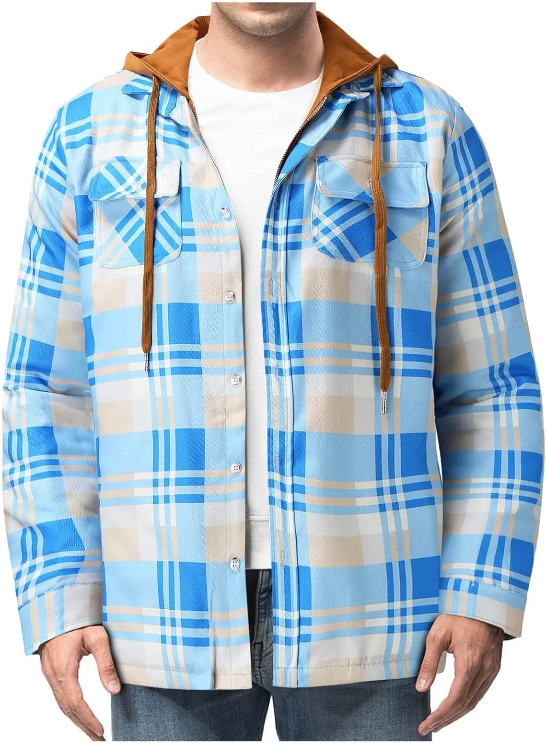 Flannel Jackets for Men Men's Button Down Regular Fit Long Sleeve Plaid Flannel Casual Shirts Men's Cotton Flannel Shirt
