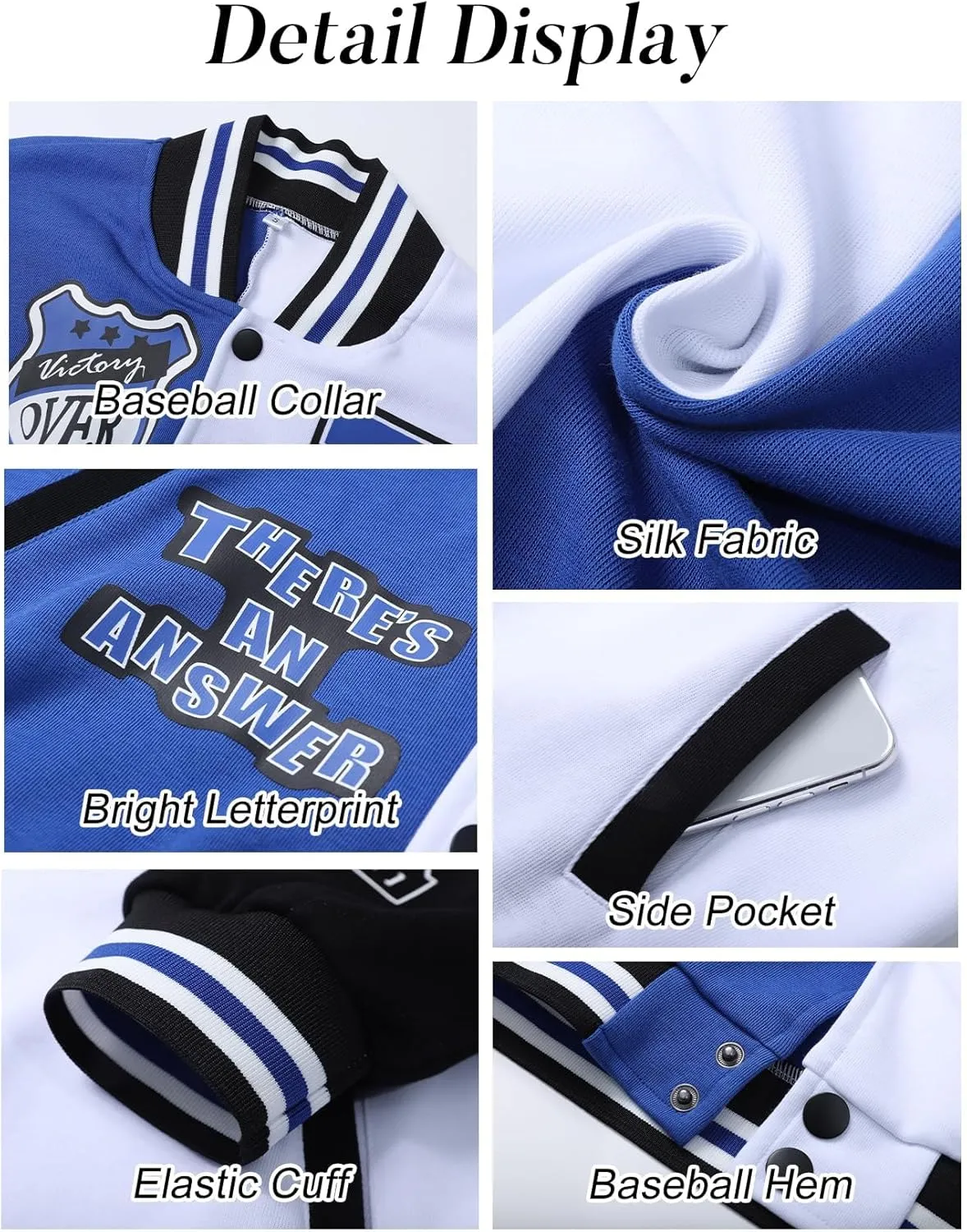 Flygo Women's Cropped Varsity Jacket Baseball Jacket Colorblock Letter Print Y2k Button Down Bomber Uniform