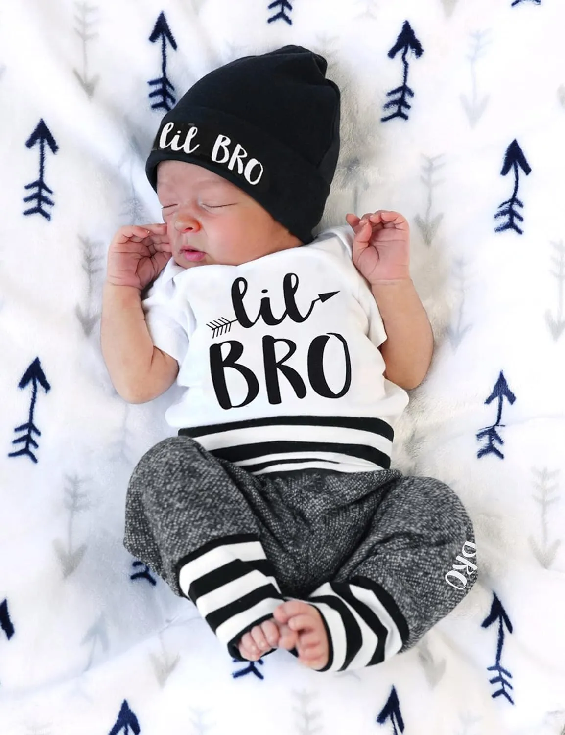 Fommy Newborn Baby Boy Clothes New to The Crew Letter Print Romper  Pants Hat 3PCS Outfit