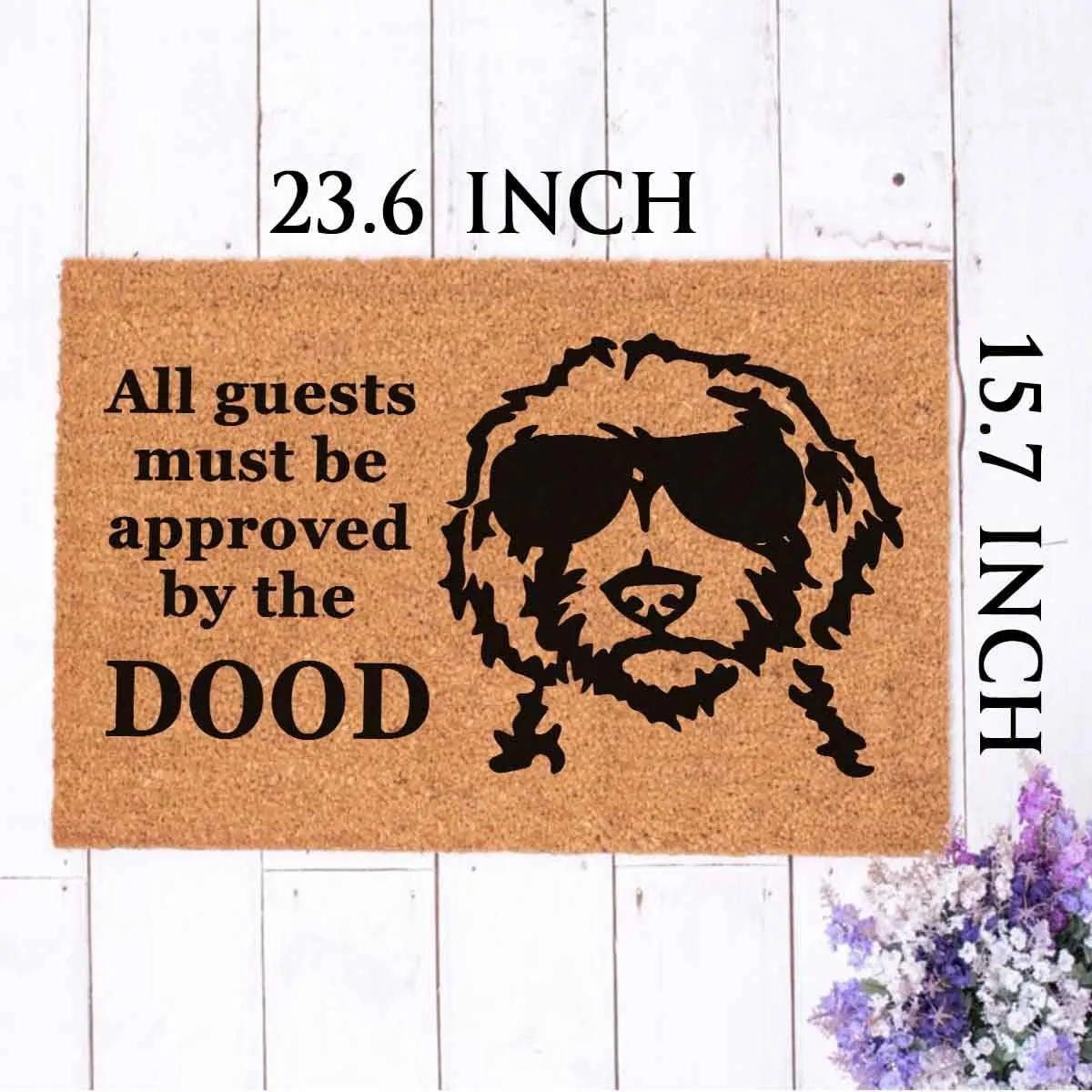 Funny Coir Doormat All Guests Must Be Approved DOOD Door Mat Entryway Outdoor Mat with Heavy Duty Front Porch Patio Welcome Mats Entry Natural Coir Mat Novelty House Warming Gift Mat 23.7 x 15.7 inch
