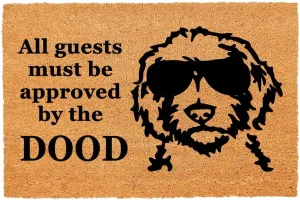 Funny Coir Doormat All Guests Must Be Approved DOOD Door Mat Entryway Outdoor Mat with Heavy Duty Front Porch Patio Welcome Mats Entry Natural Coir Mat Novelty House Warming Gift Mat 23.7 x 15.7 inch