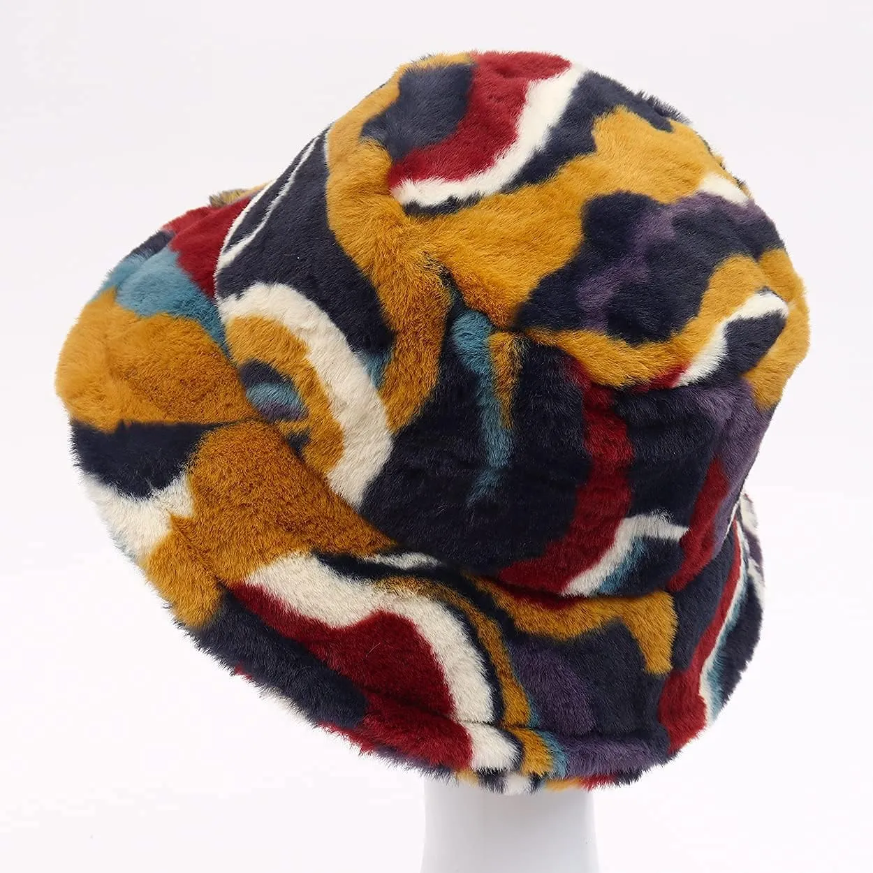 Fuzzy Fur Bucket Hat for Women - Warm Plush Sherpa Winter Hat