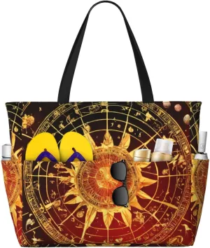 Gears Clock Bronze Century print Large Waterproof Beach Bag for Women Tote Bag for Travel Vacation fun Travel Bag