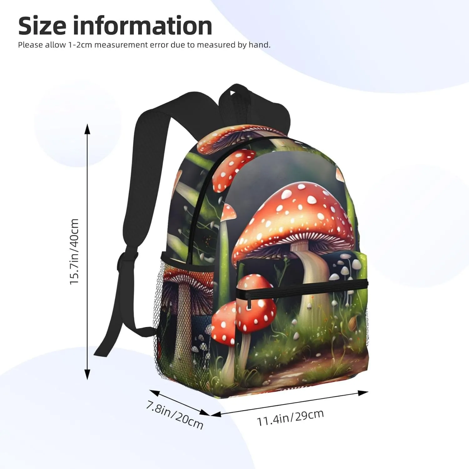 GeRRiT Painting Mushroom Print Casual Backpack For Women, Travel Daypack,Waterproof Gym Backpack For Men Book Bags, SB-122
