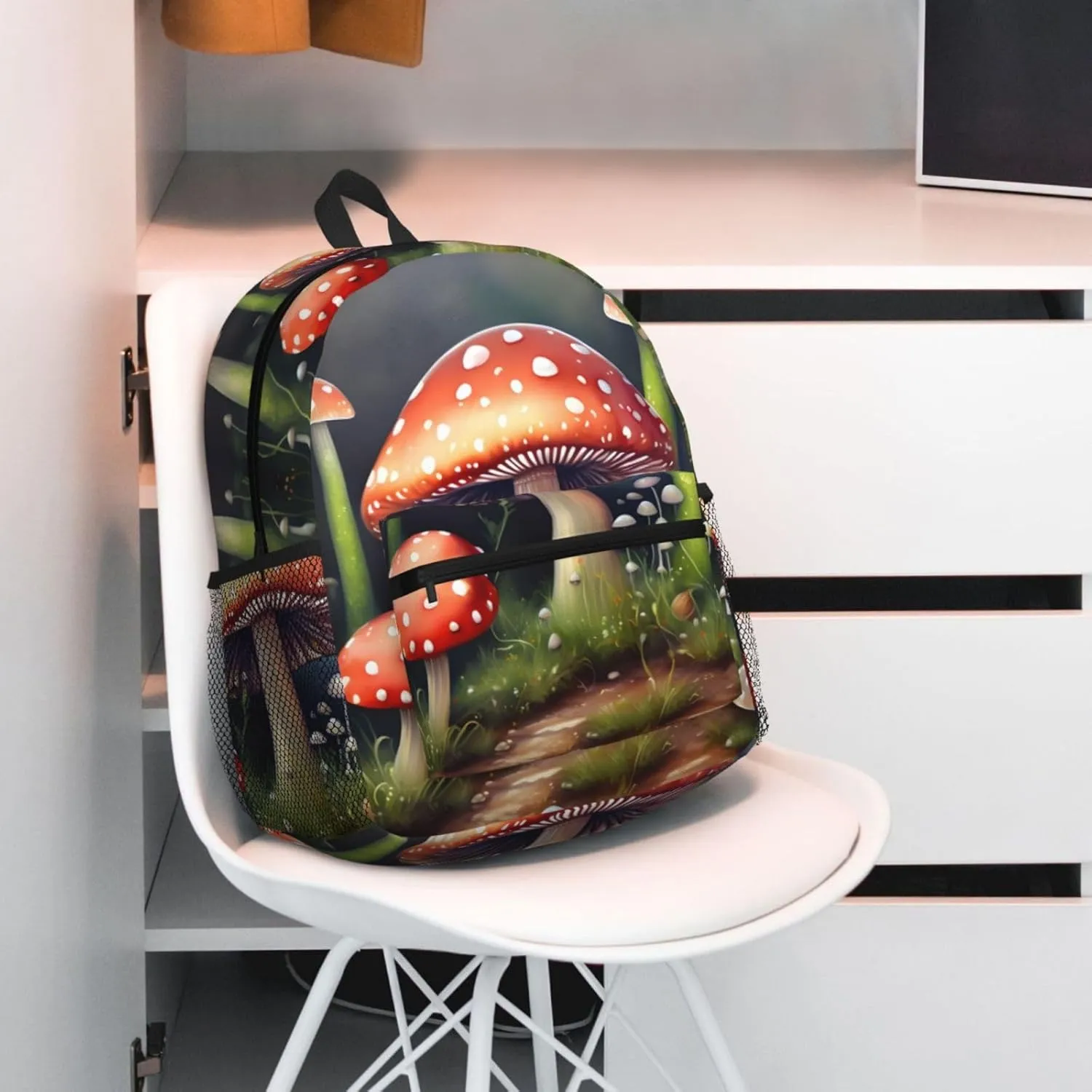 GeRRiT Painting Mushroom Print Casual Backpack For Women, Travel Daypack,Waterproof Gym Backpack For Men Book Bags, SB-122