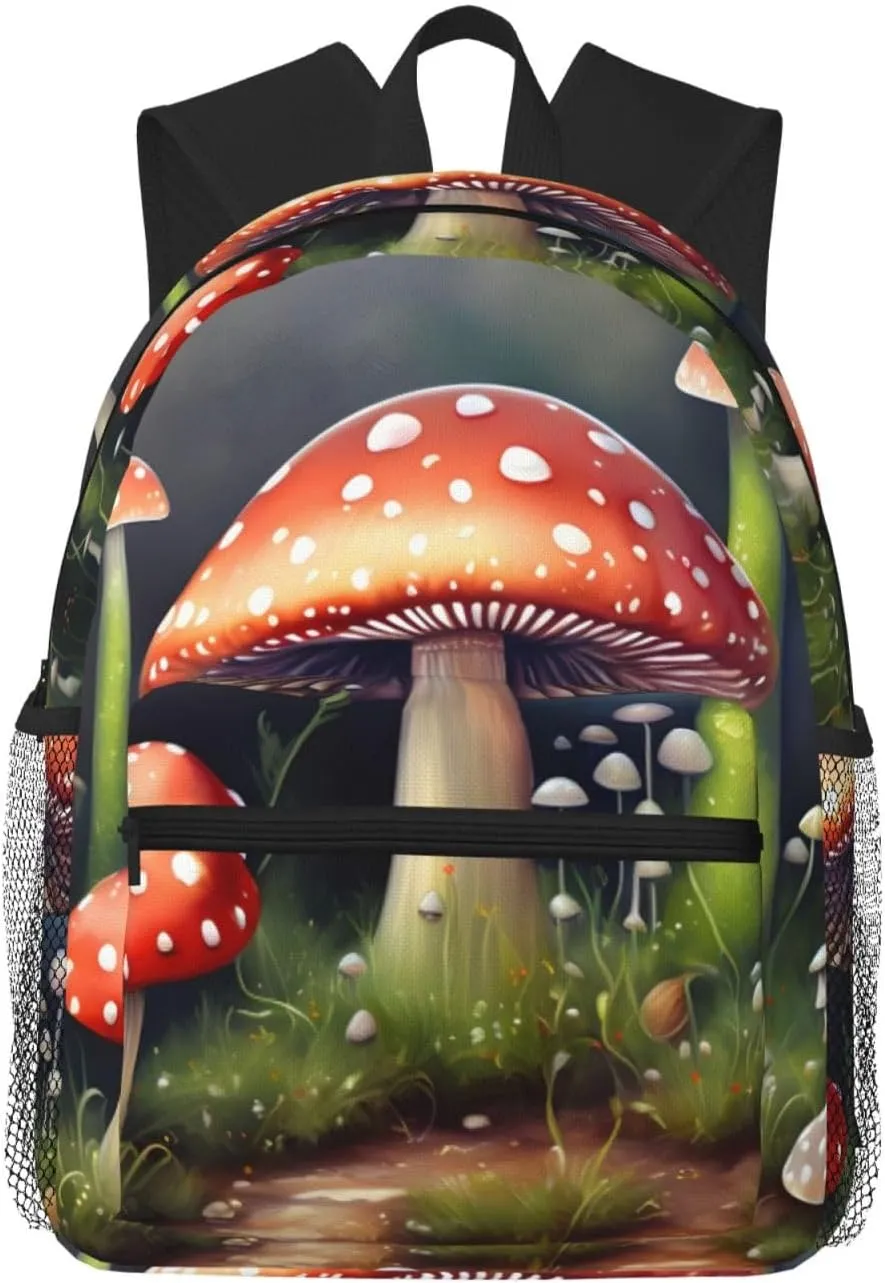 GeRRiT Painting Mushroom Print Casual Backpack For Women, Travel Daypack,Waterproof Gym Backpack For Men Book Bags, SB-122