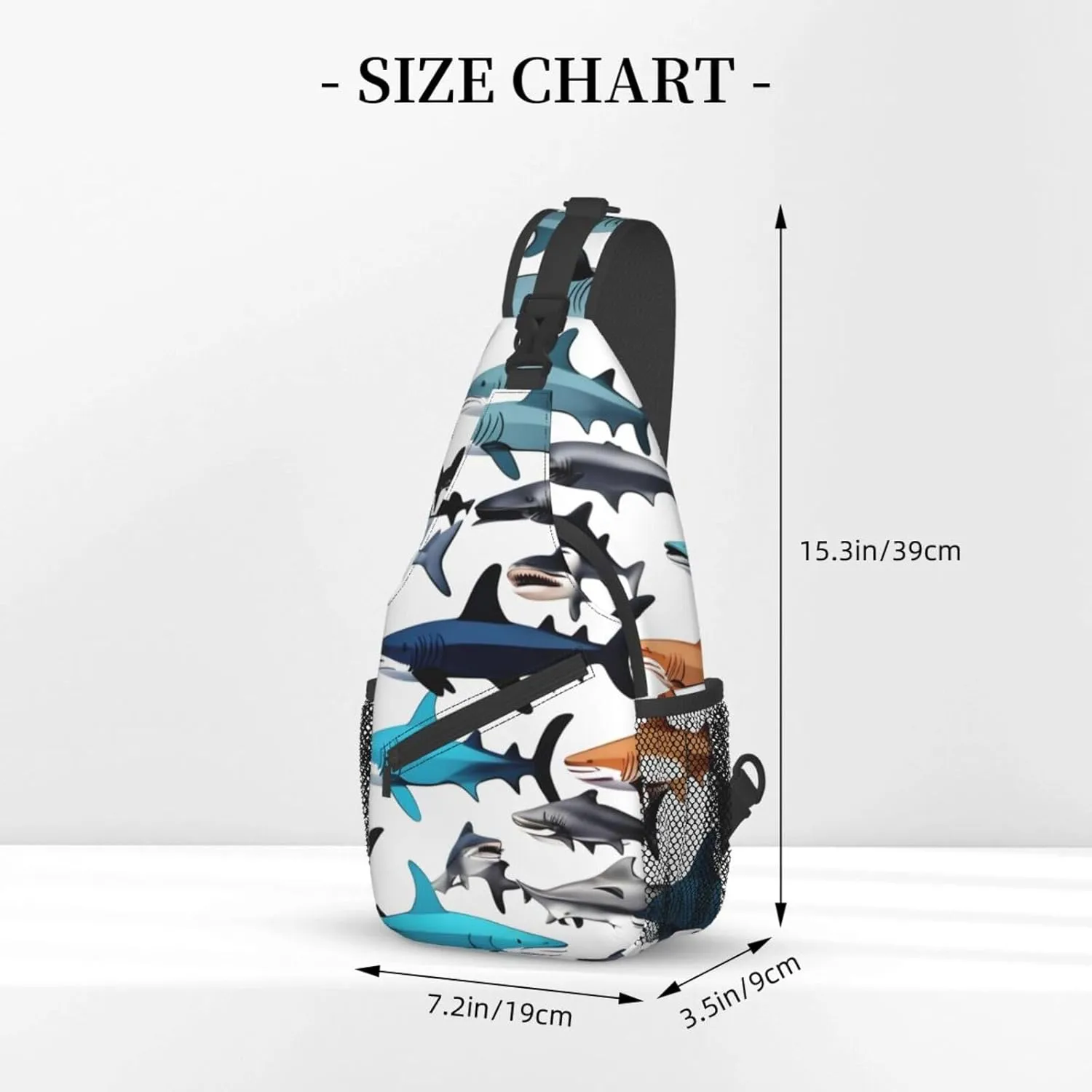 GeRRiT Sharks Pattern Print Small Backpack Sling Bag For Women Men, Chest Bag Daypack Crossbody For Travel Sport