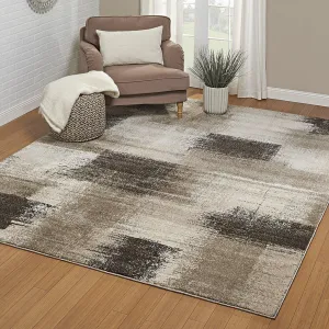 Gertmenian Drexel Heritage Contemporary Rug 1" Thick ArtDeco Abstract Patchwork Dense Area Rugs 5x7, Rio, Brown