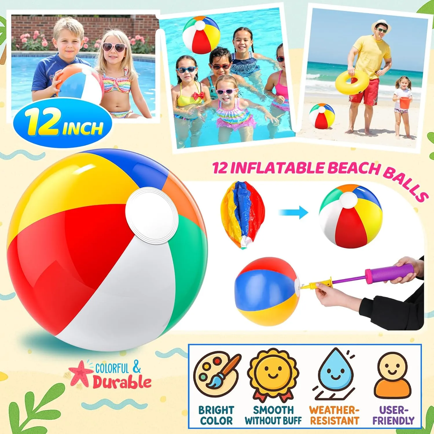 GIFTINBOX Pool Beach Summer Party Favors For Kids Ages 4-8- 122PCS Summer Beach Toys Include Beach Balls , Kids Sunglasses, Sand Buckets,Straws, For Pool Party Supplies,sand Toys